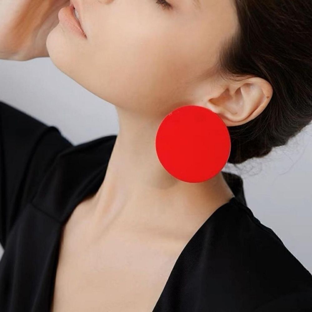 2/$20Brand New 90s Style Red Circle Circle Earrings